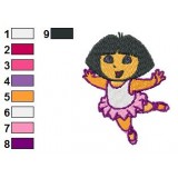 Dora Dancing Ballet Embroidery Design